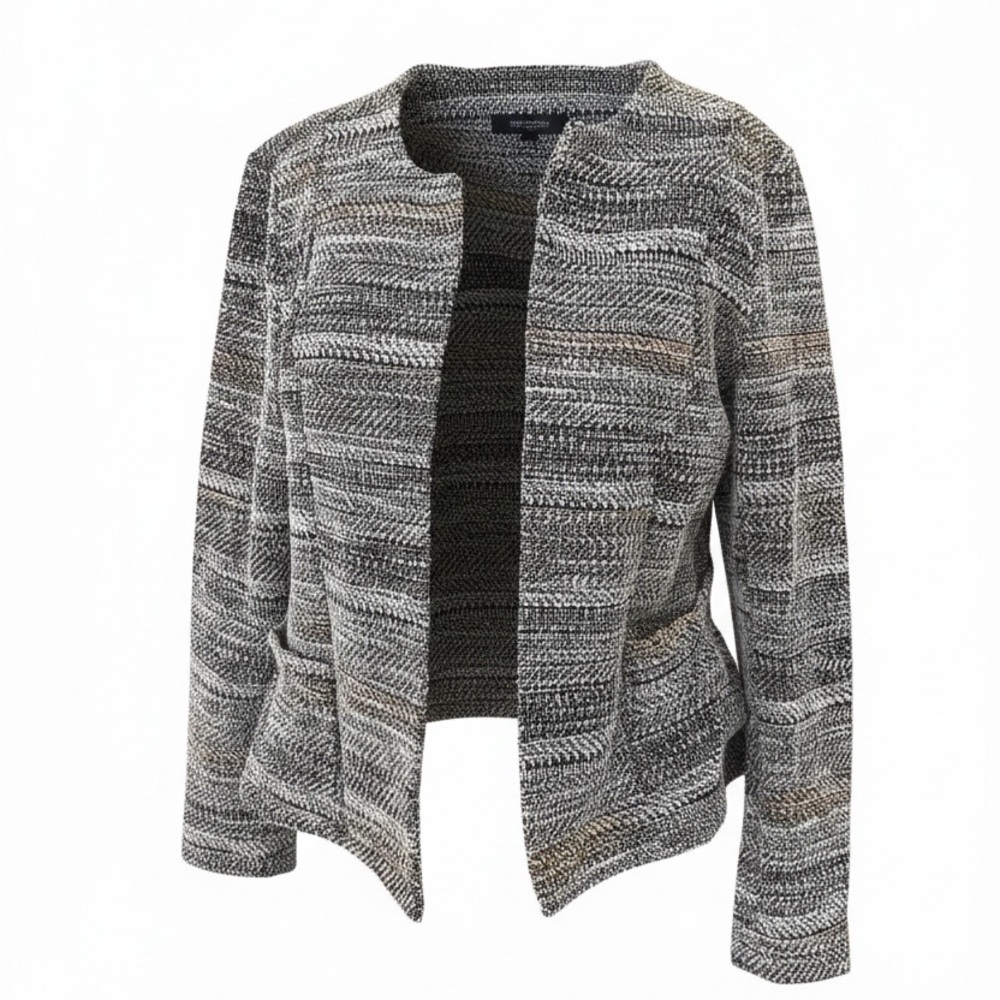 Open-Front Knit Jacket in Gray Mix